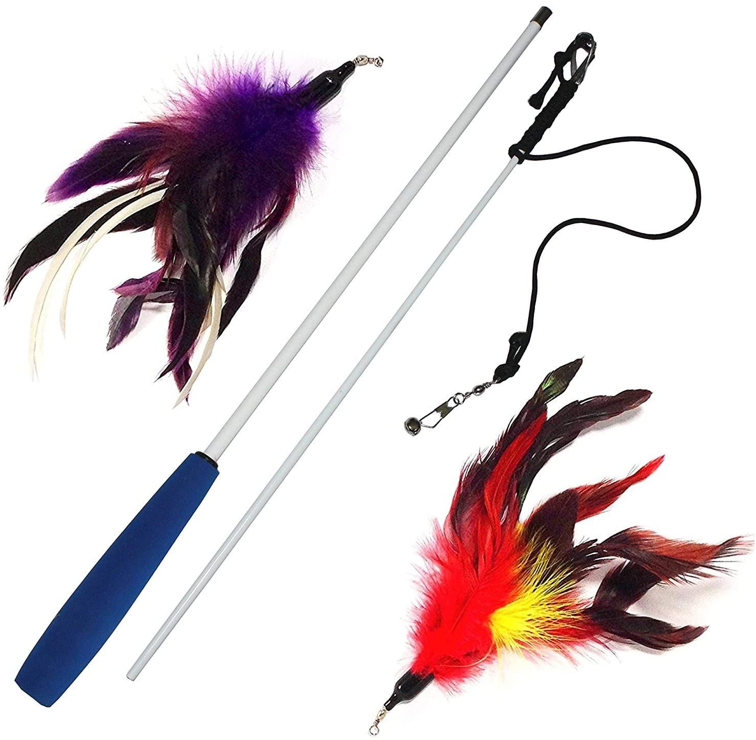 Pet Fit For Life Feather Teaser Exerciser Interactive Wand Cat Toy
