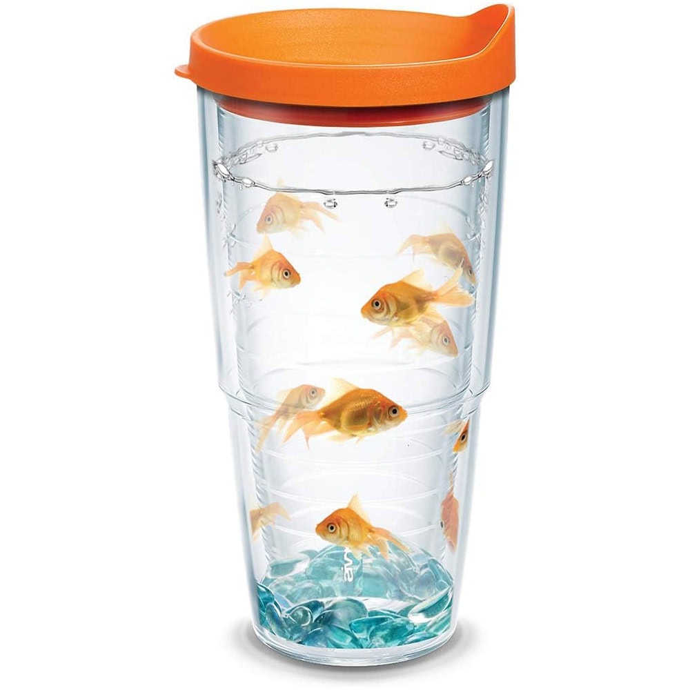 Tervis Goldfish Plastic Tumbler with Wrap and Orange Lid