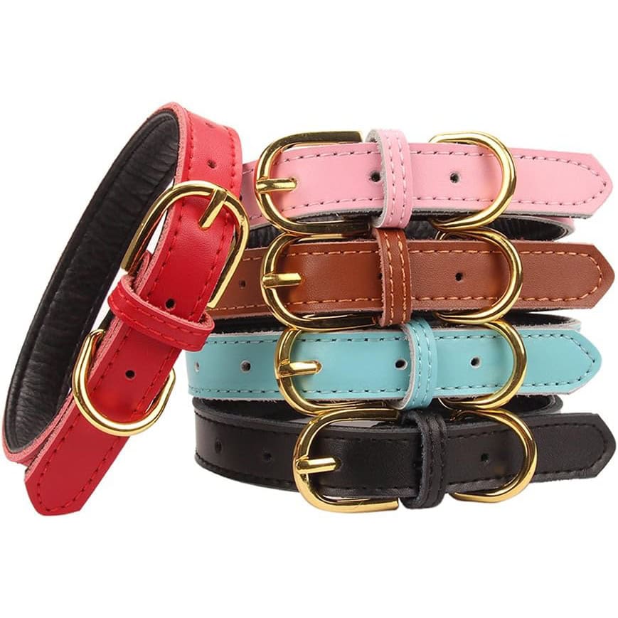AOLOVE Padded Leather Dog Collar