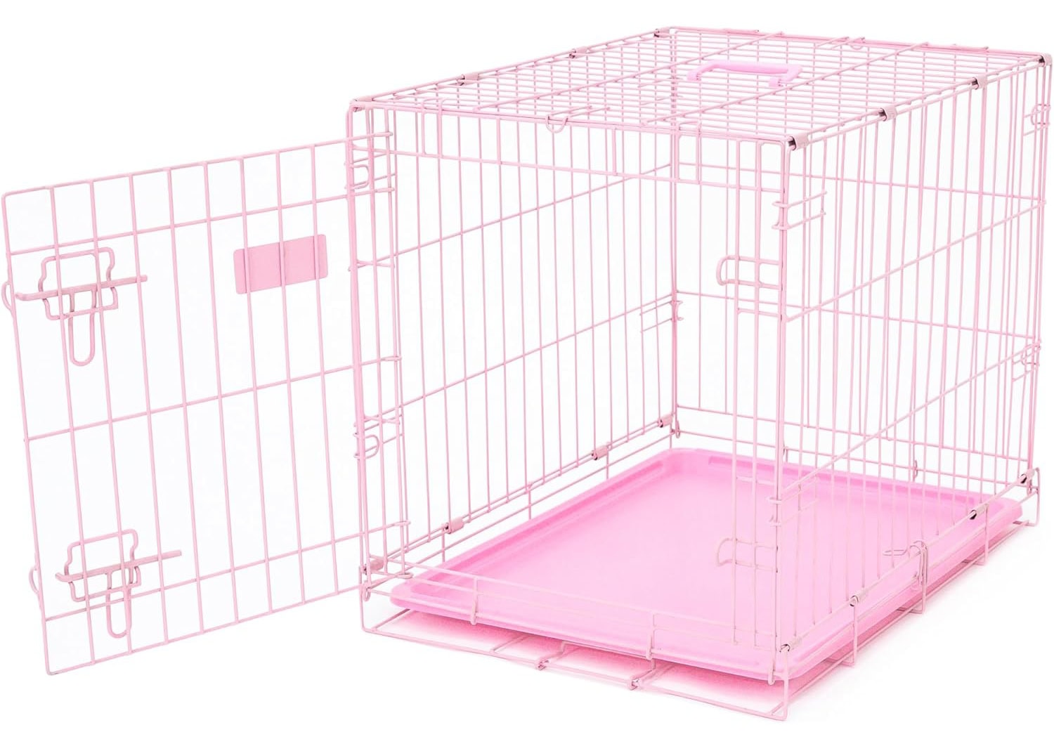 Carlson Pink Secure and Compact Single Door Metal Dog Crate 