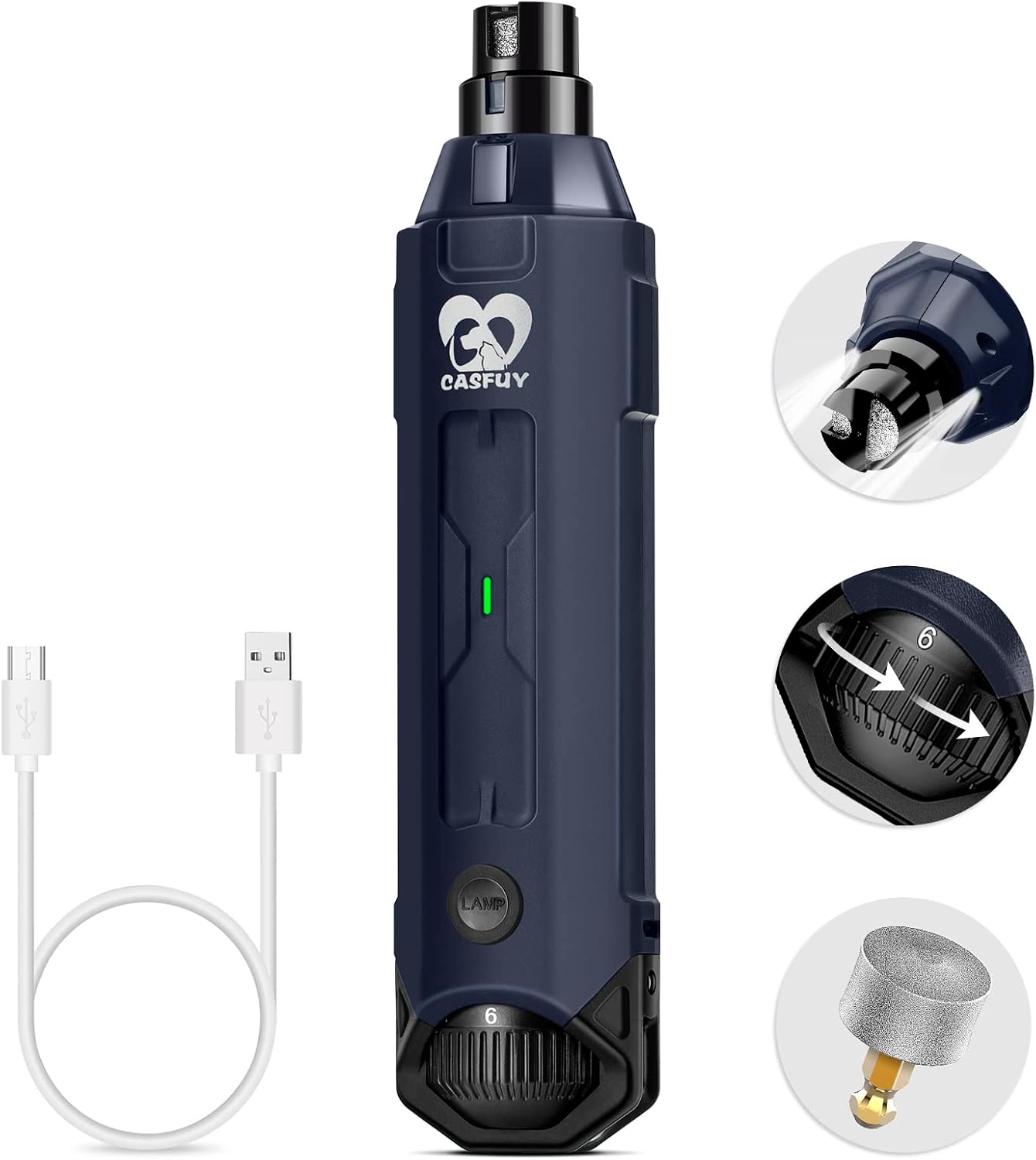 Casfuy 6-Speed Dog Nail Grinder