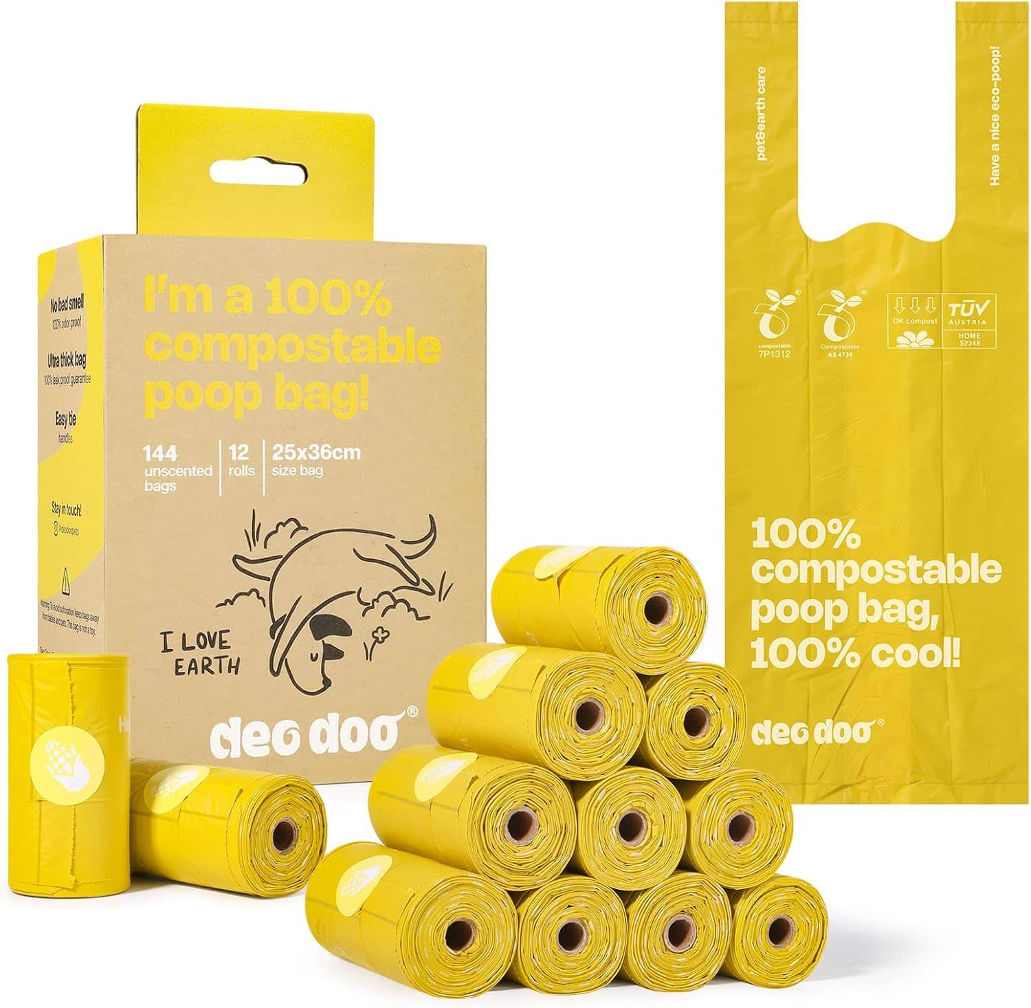 DeoDoo 100% Compostable Dog Poop Bags