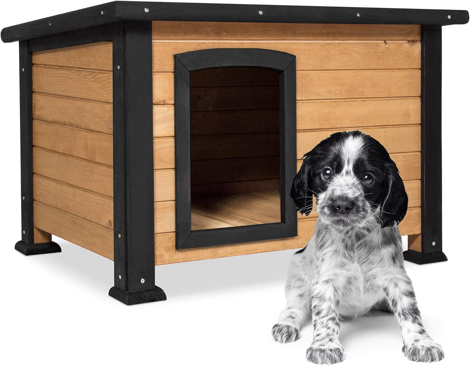 Best Choice Products Wooden Weather-Resistant Log Cabin Dog House Pet Shelter 
