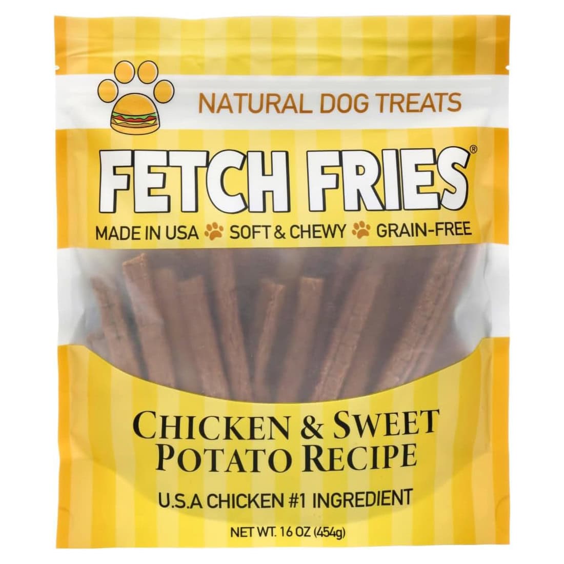 Fetch Fries Chicken and Sweet Potato Dog Treats, Healthy Chicken Jerky Dog Treats