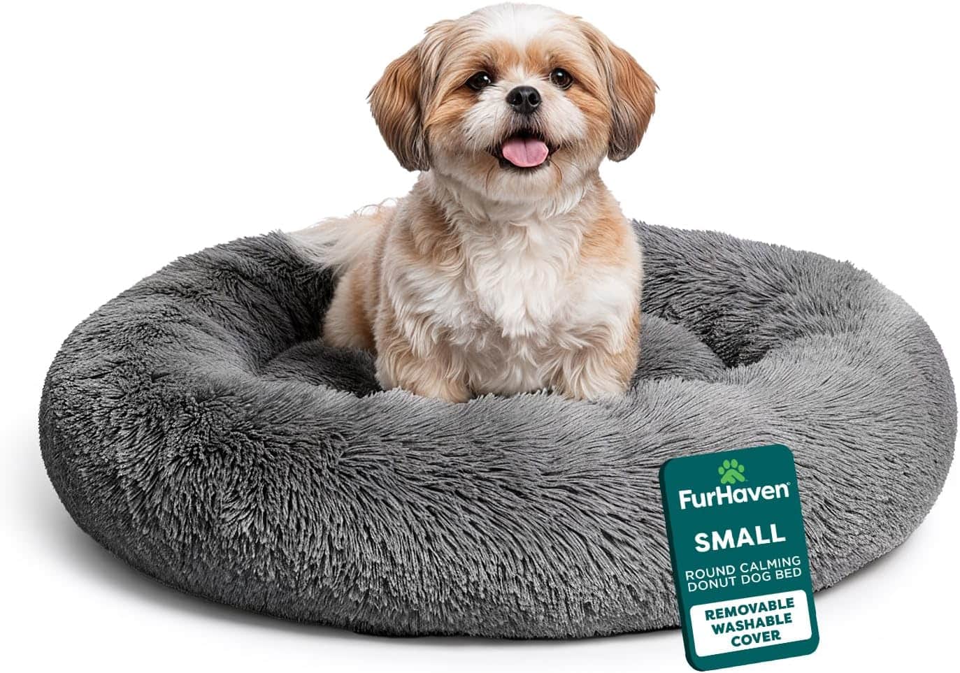 FurHaven Calming Cuddler Long Fur Dog Bed