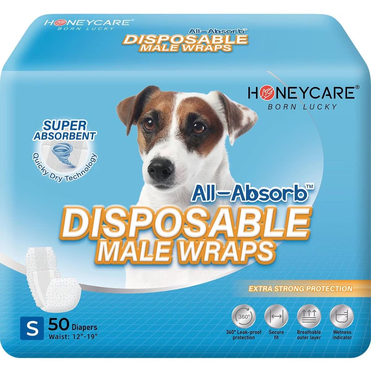Honey Care All-Absorb Disposable Male Dog Wraps 