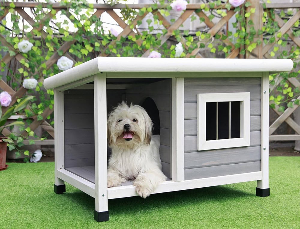 Petsfit Outdoor Wooden Dog House for Small Dogs