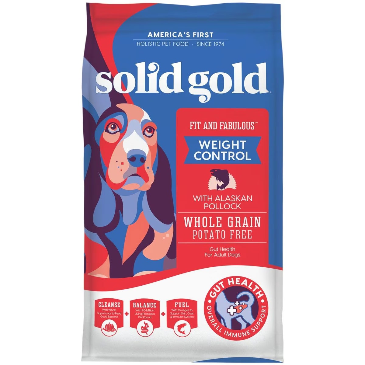 Solid Gold Fit & Fabulous Low Fat_Low Calorie with Fresh Caught Alaskan Pollock Adult Dry Dog Food 