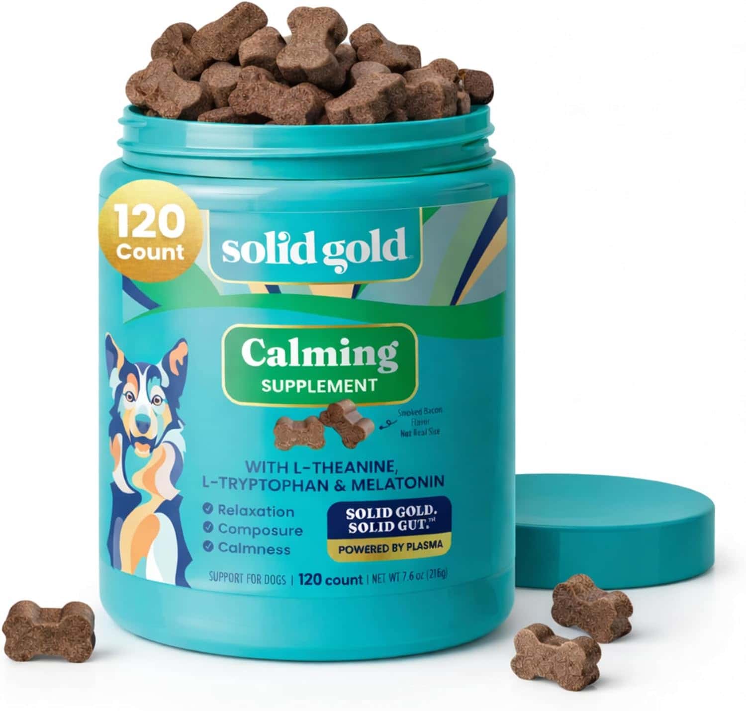 Solid Gold Keep Calm & Wag On Bacon Flavor Calming Chews