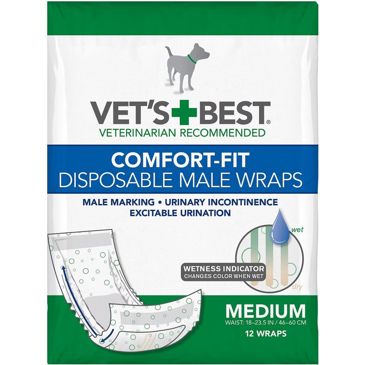 Vet's Best Comfort-Fit Disposable Male Dog Wraps 