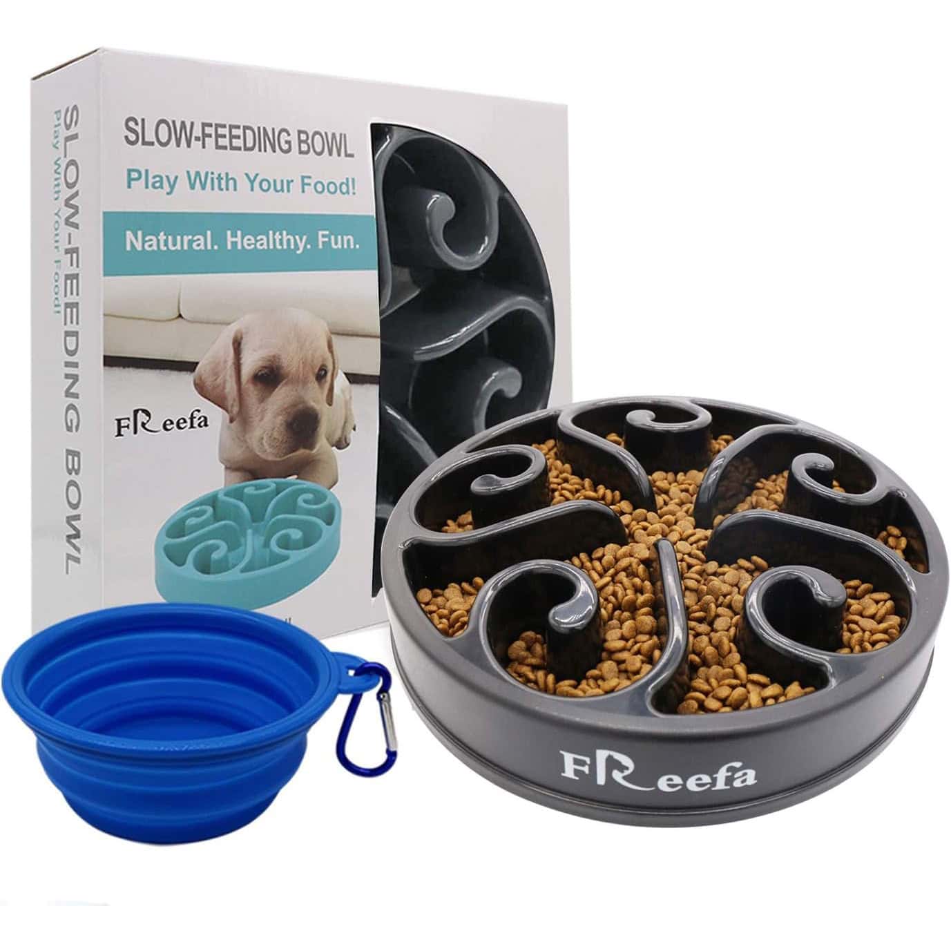Freefa Slow Feeder Dog Bowl Bloat Stop Dog Food Bowl Maze Interactive Puzzle Non Skid 