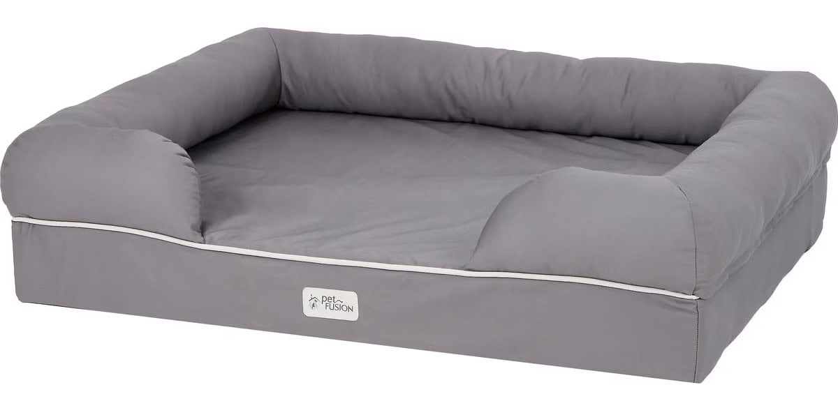 PetFusion Ultimate Lounge Memory Foam Bolster Cat & Dog Bed with Removable Cover 