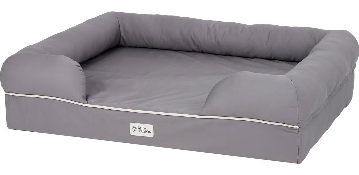 PetFusion Ultimate Lounge Memory Foam Bolster Cat & Dog Bed with Removable Cover 