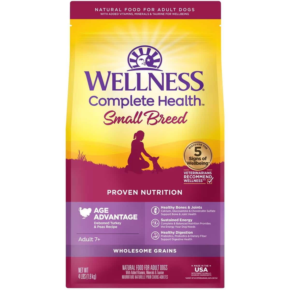 Wellness Small Breed Complete Health Senior Deboned Turkey & Peas Recipe Dry Dog Food 