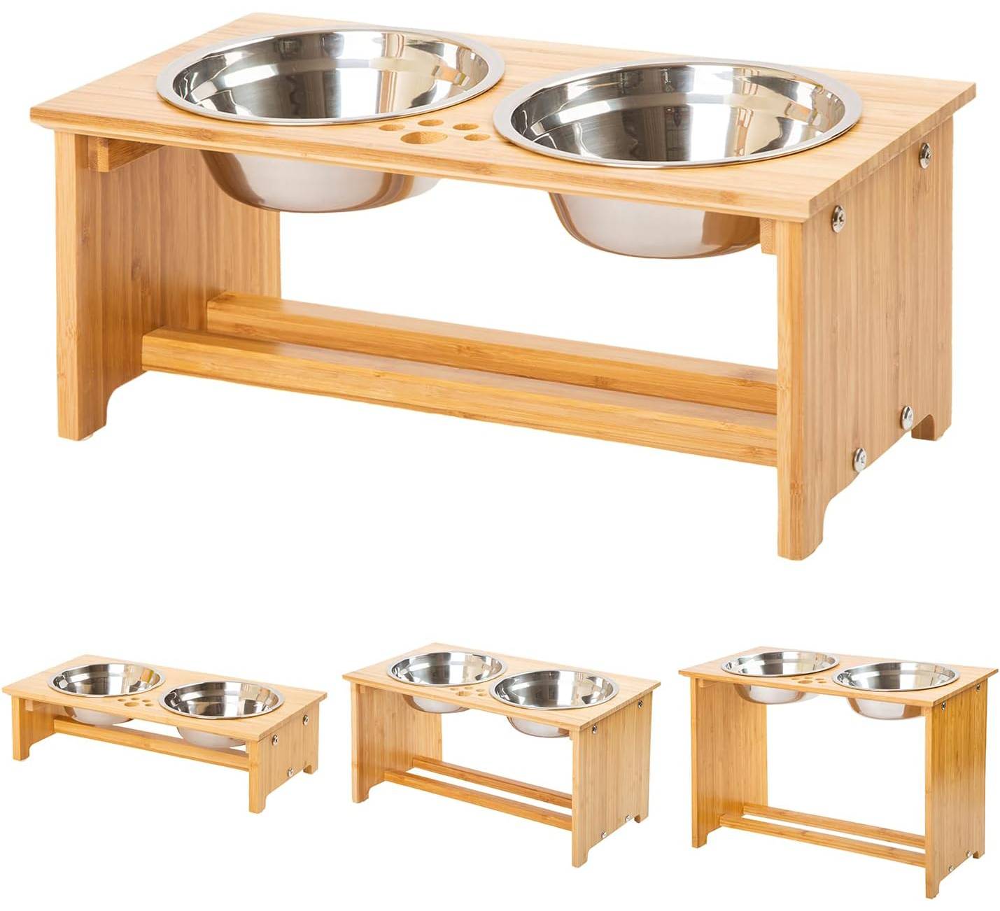 Foreyy Bamboo Raised Pet Bowls