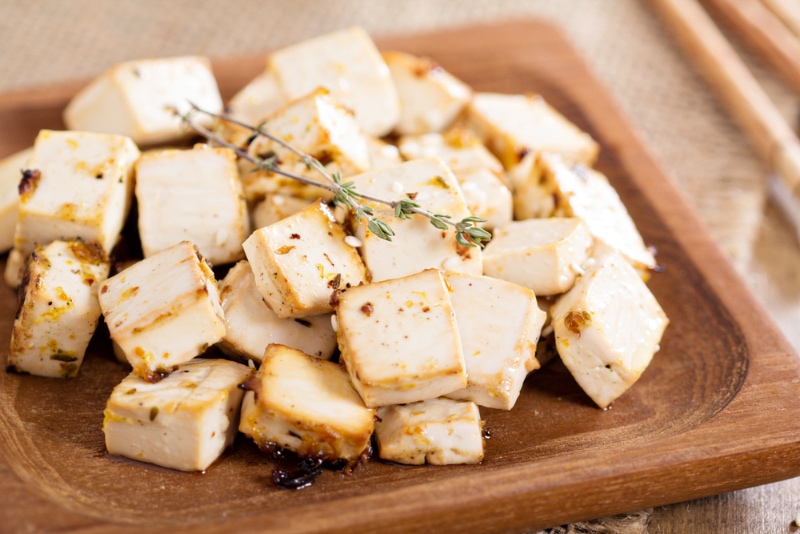 Baked marinated tofu with herbs and spices