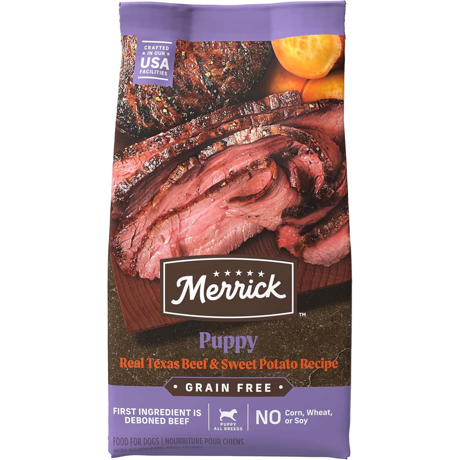Merrick Premium Grain Free Dry Puppy Food Wholesome and Natural Kibble with Real Texas Beef and Sweet Potato
