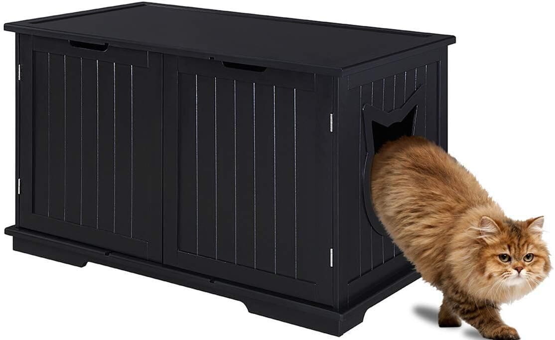 Sweet Bars Wooden Washroom Cat Litter Box Enclosure