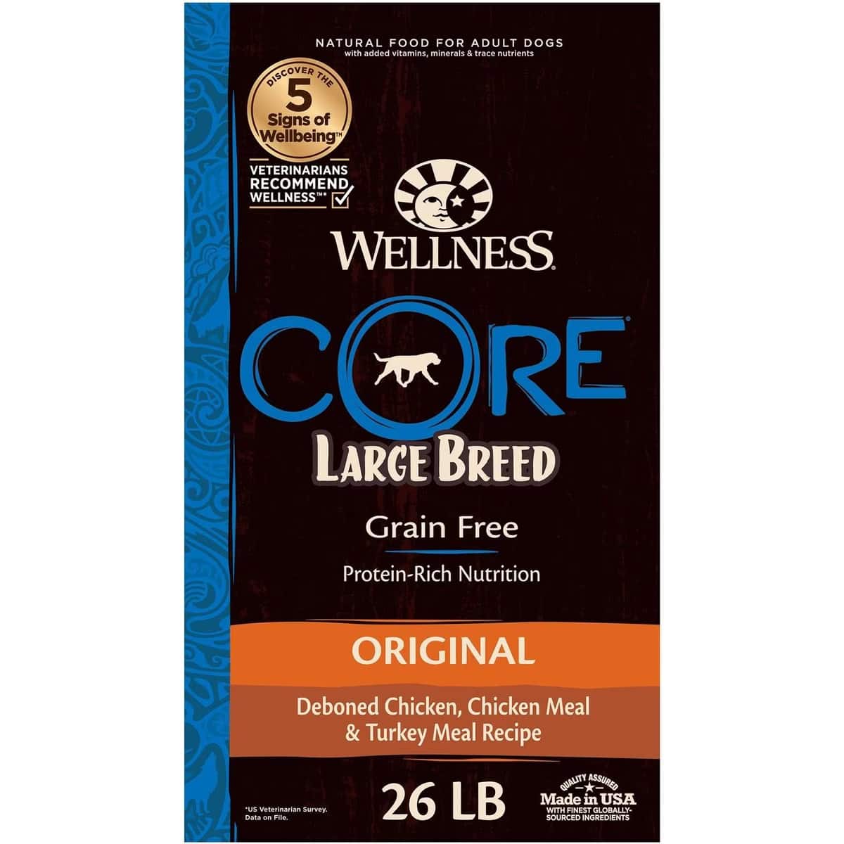 Wellness CORE Grain-Free Large Breed Chicken & Turkey Recipe Natural Dry Dog Food New