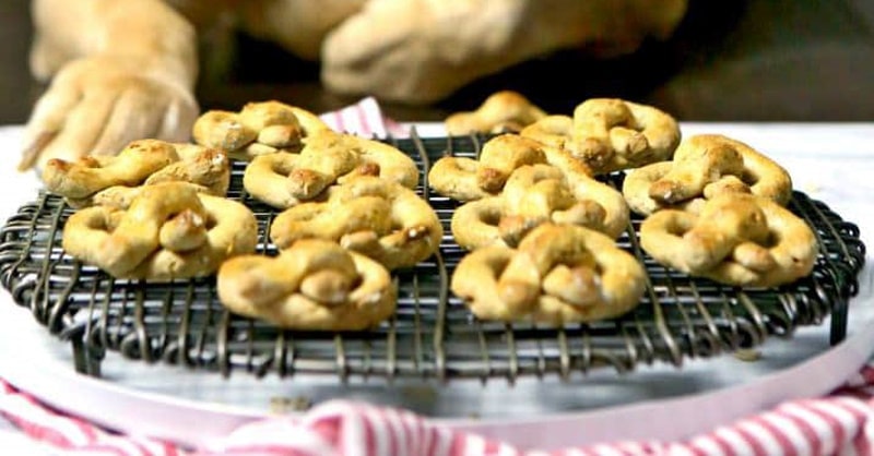 Apple pretzel dog treats