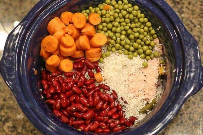 Chicken slow cooker dog food