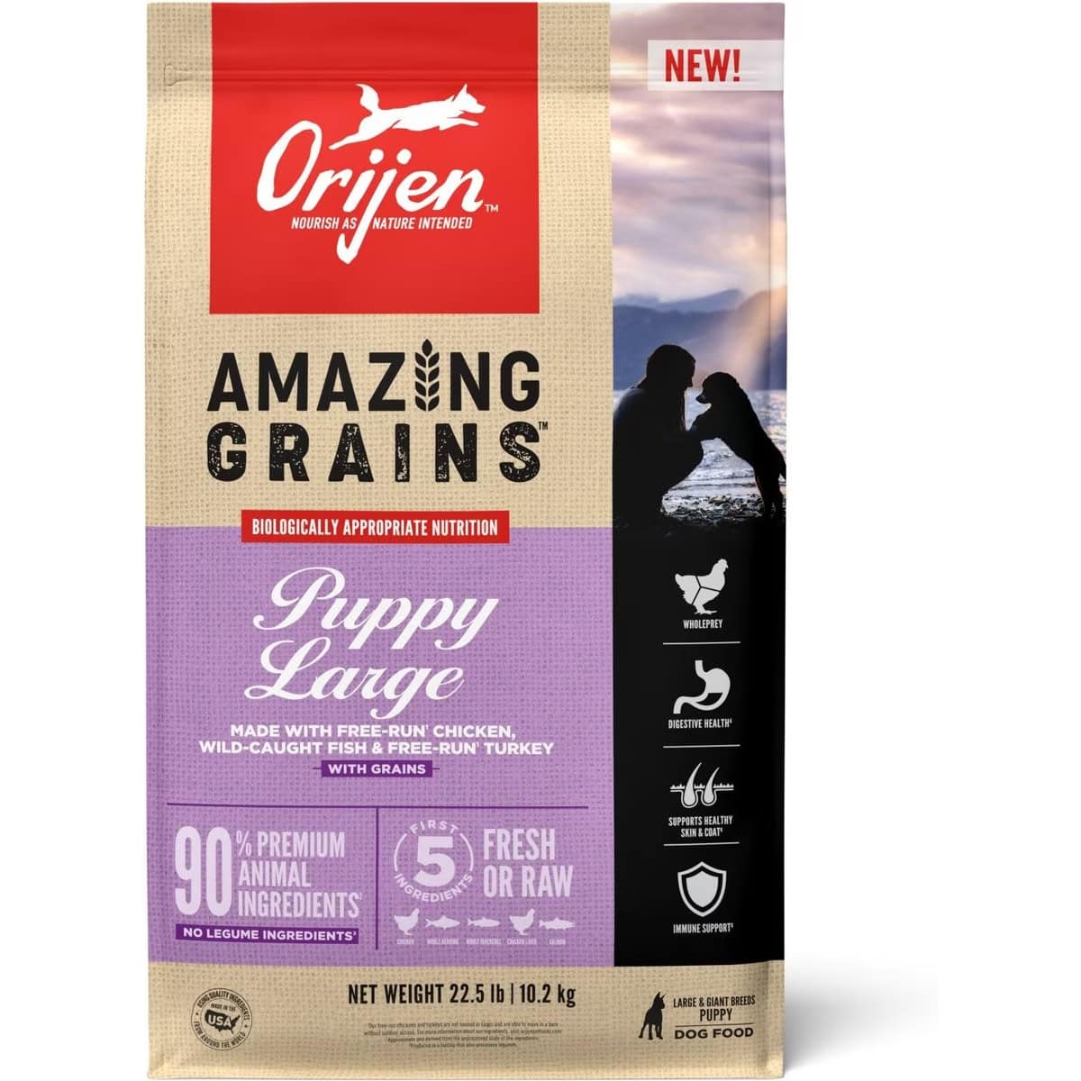 ORIJEN Amazing Grains Puppy Large Breed Dry Dog Food 2024