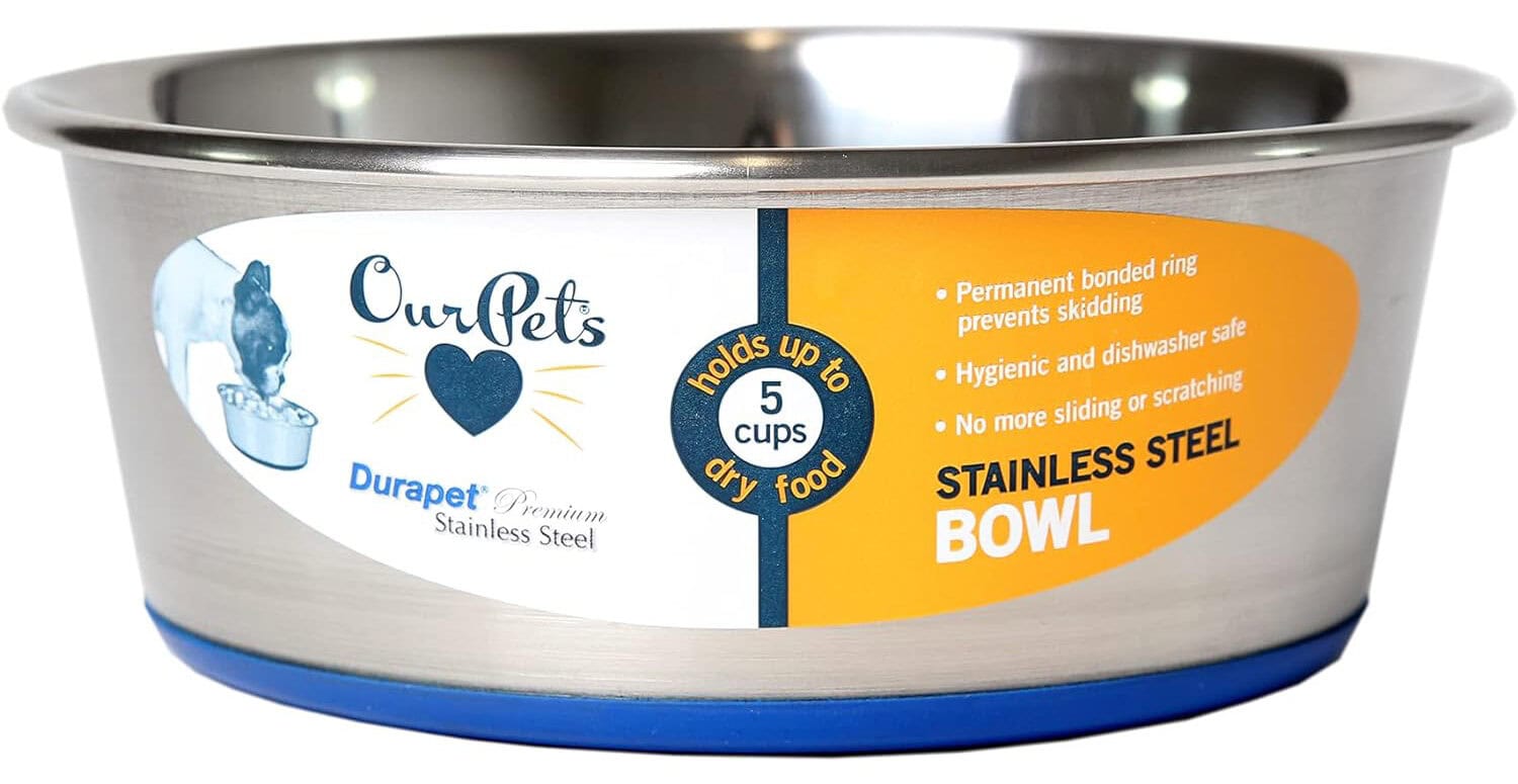 OurPets DuraPet Premium Non-Skid Stainless Steel Dog Bowl