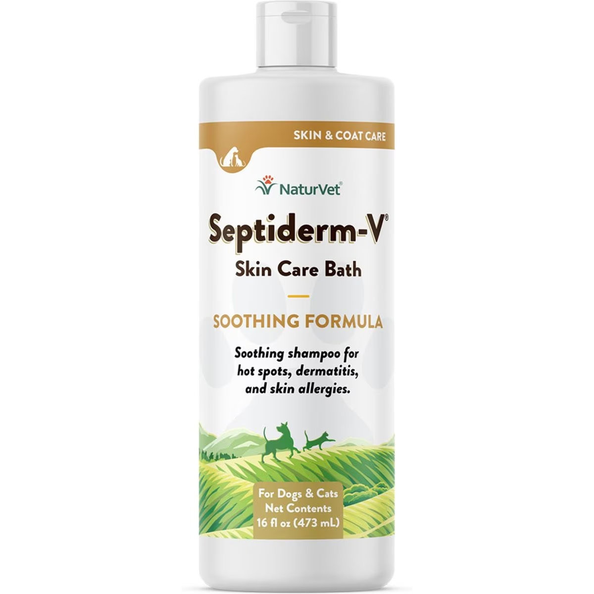 NaturVet Septiderm-V Soothing Formula Dog Skin Care Shampoo Bath New