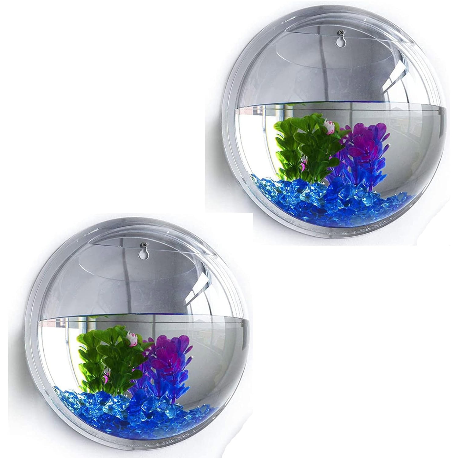 Wall Mounted Clear Acrylic Round Fish Tank Flower Pot Vase Decoration Wall