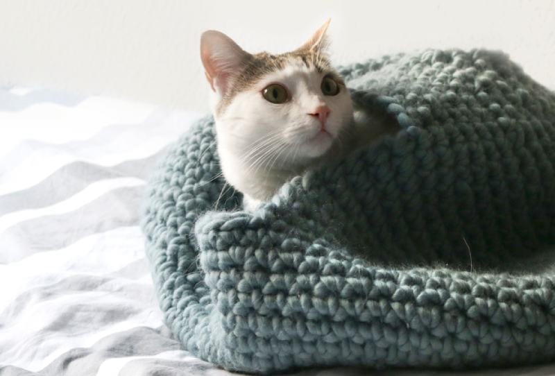 FREE PATTERN- A CROCHET HOUSE FOR YOUR CAT