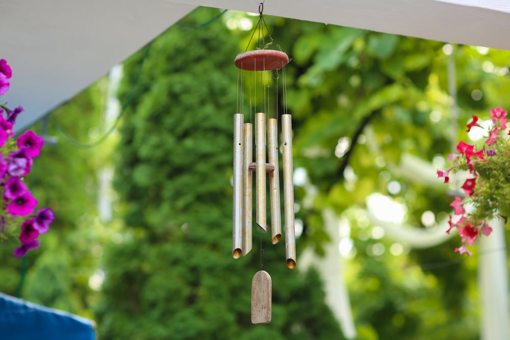 hanging silver wind chimes