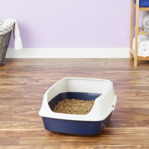 Simply Pine Unscented All-Natural Pine Pellet Cat Litter in litter box