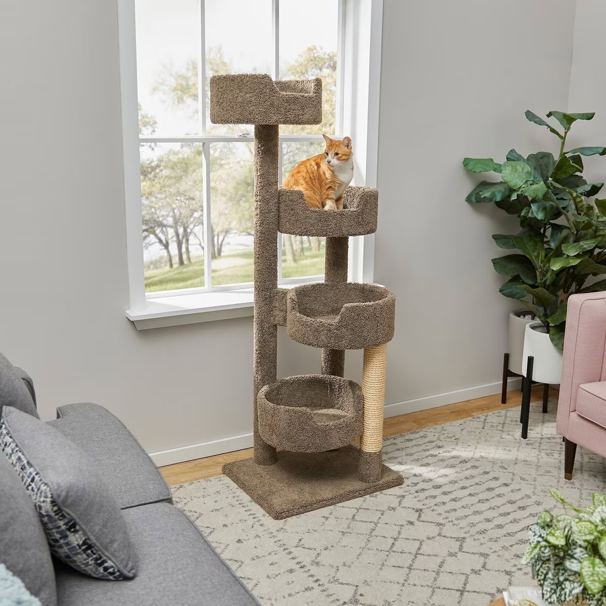 Frisco Real Carpet Wooden Cat Tree