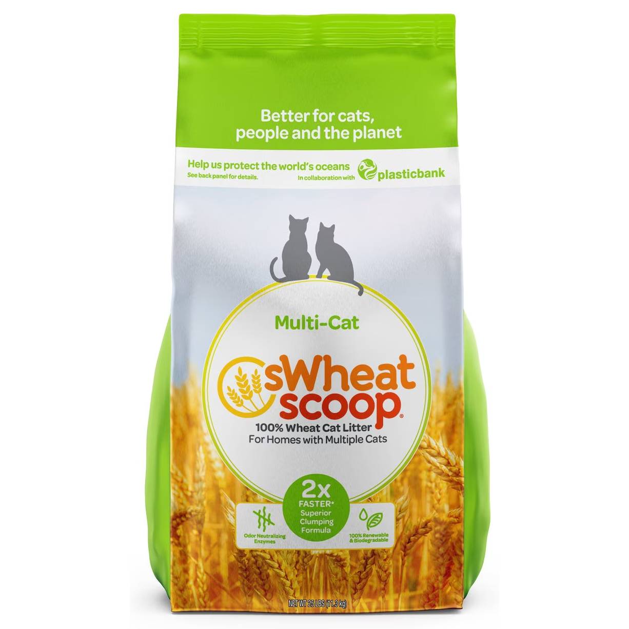 sWheat Scoop Multi-Cat Unscented Clumping Wheat Cat Litter