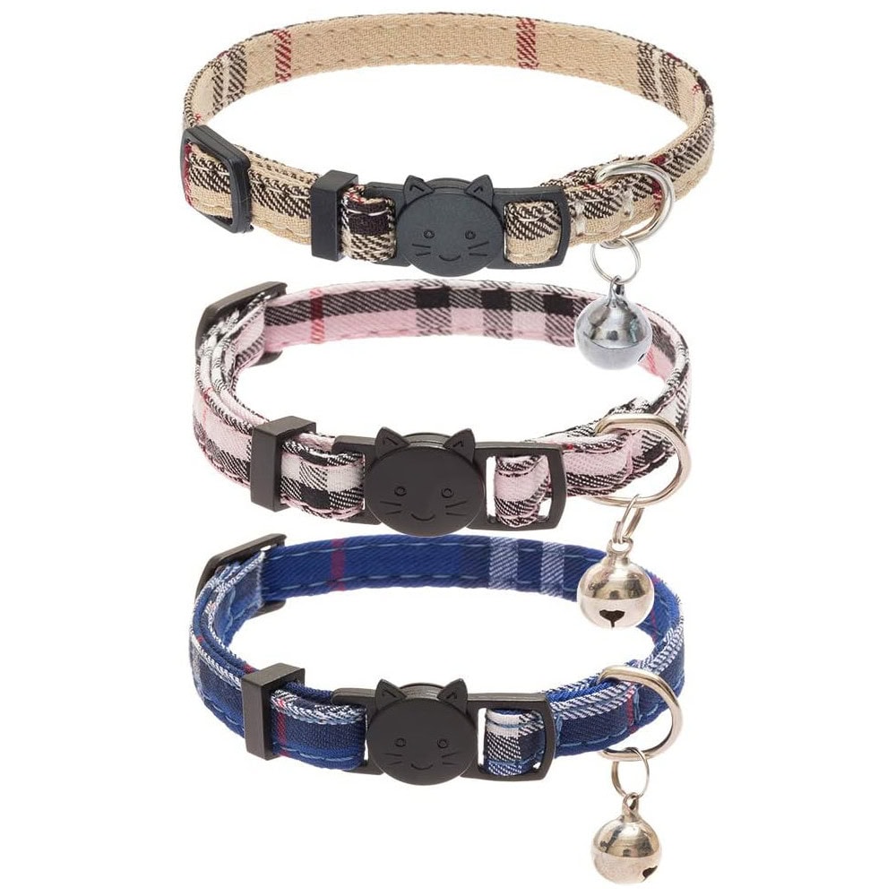 Cholegift Kitty 3 Pcs Plaid Collar