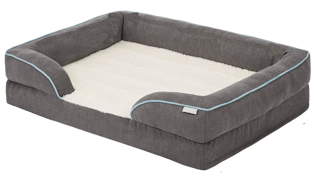 Frisco Plush Orthopedic Front Bolster Cat & Dog Bed w_Removable Cover