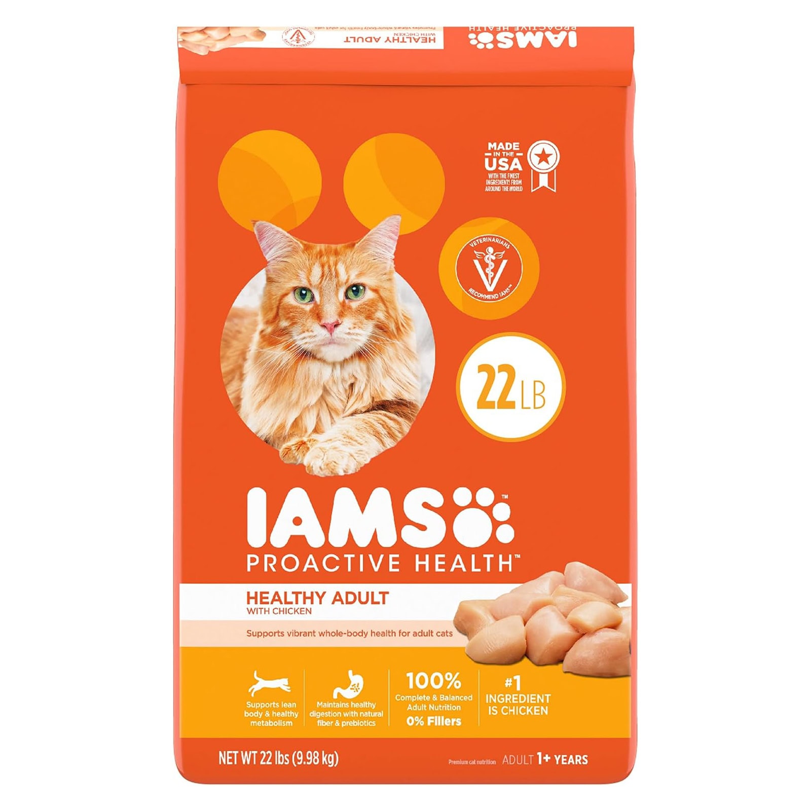 IAMS PROACTIVE HEALTH Adult Healthy Dry Cat Food with Chicken Cat Kibble