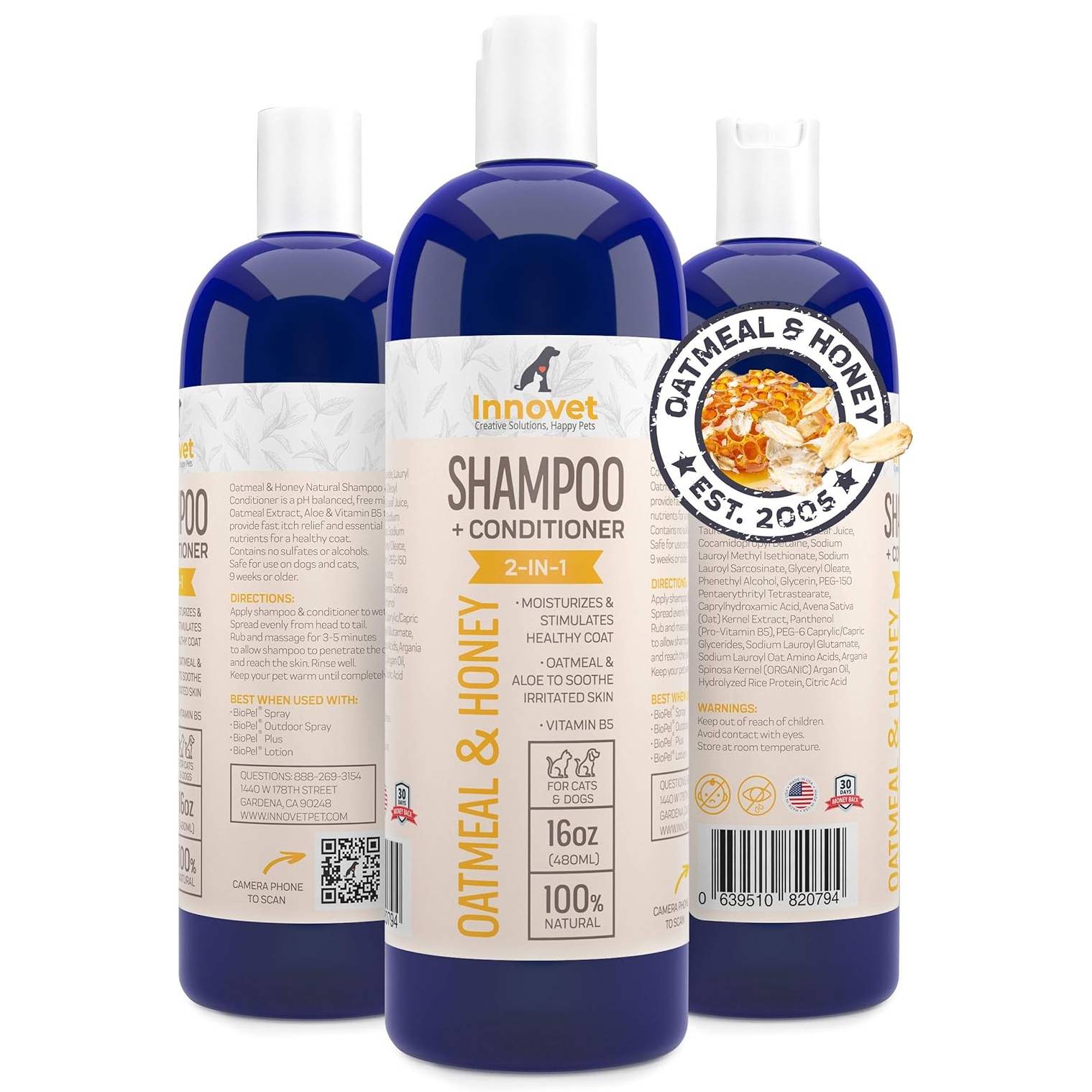 Innovet Pet Products Oatmeal & Honey Shampoo + Conditioner