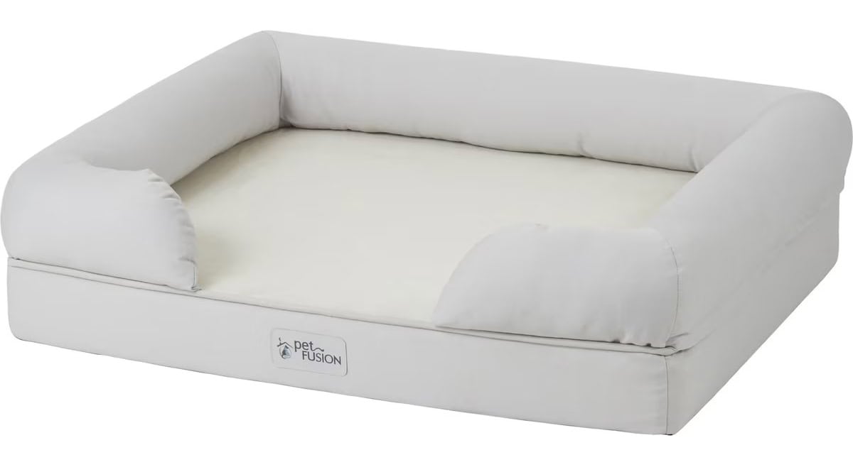 PetFusion Ultimate Lounge Memory Foam Bolster Cat & Dog Bed with Removable Cover