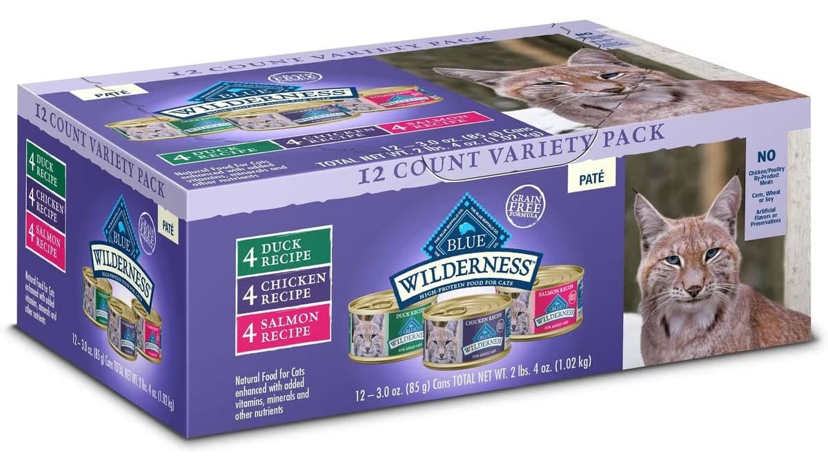 Blue Buffalo Wilderness Pate Variety Pack Duck, Chicken & Salmon Grain-Free Cat Canned Food 