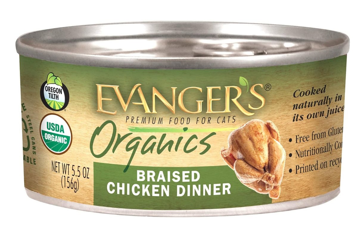 Evanger's Organics Braised Chicken Dinner Grain-Free Canned Cat Food 2