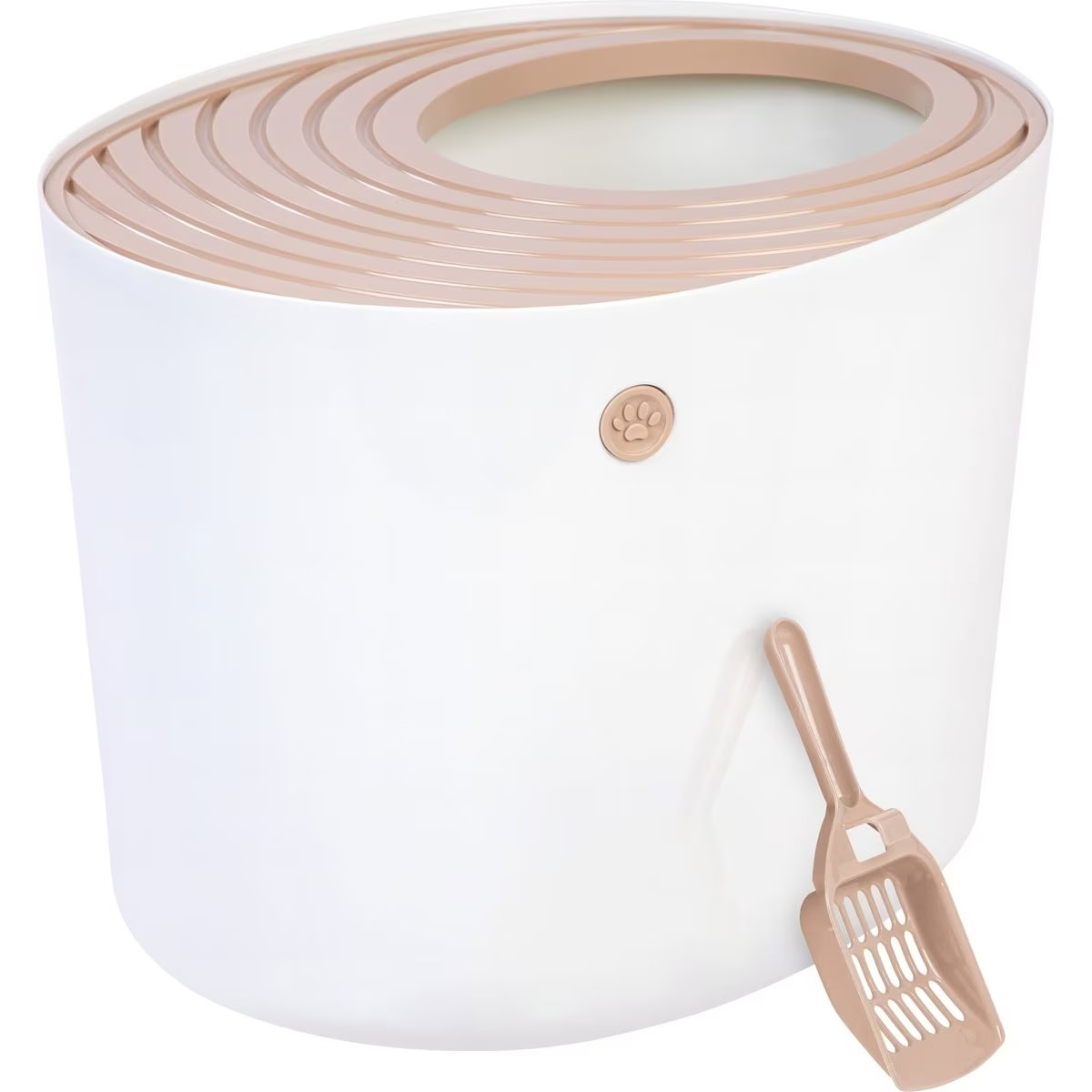 IRIS USA Round Top Entry Cat Litter Box & Scoop