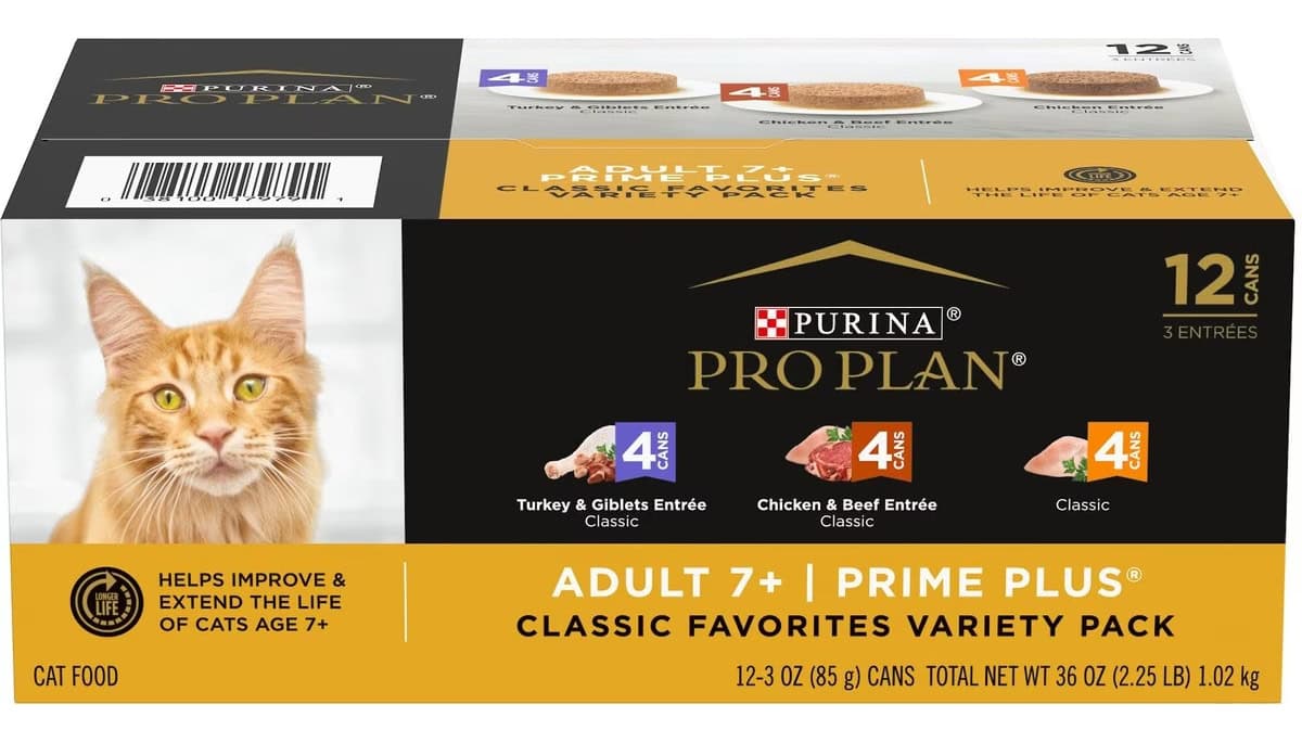 Purina Pro Plan Senior Adult 7+ Poultry & Beef Favorites Pate Variety Pack Canned Cat Food