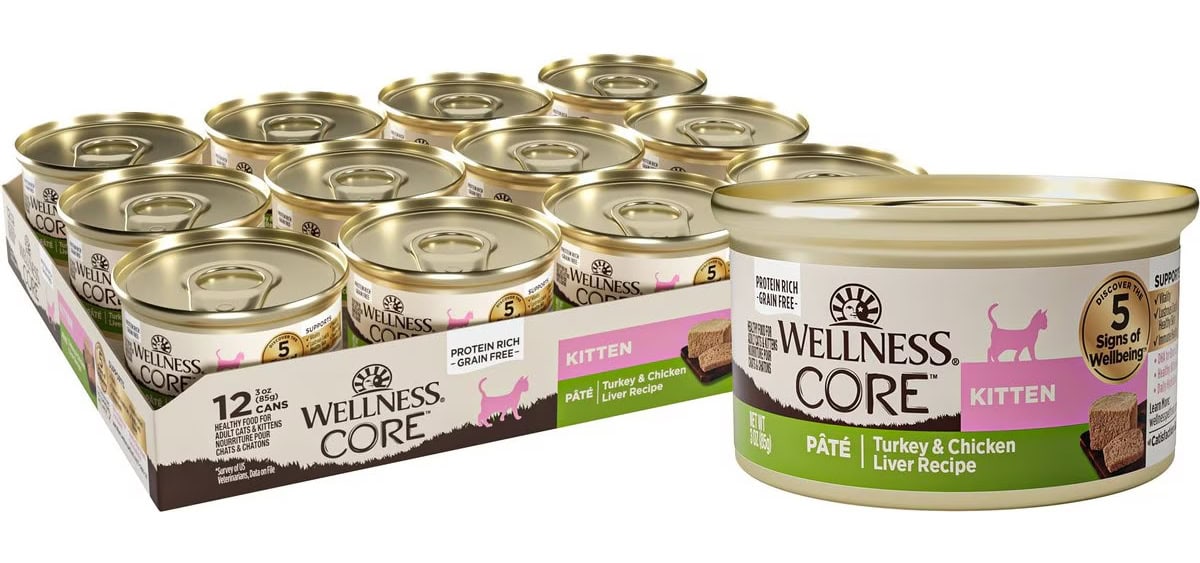 Wellness CORE Natural Grain-Free Turkey & Chicken Liver Pate Canned Kitten Food