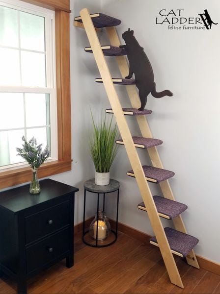 Cat Ladder Feline Furniture 8-Step Birch Ladder