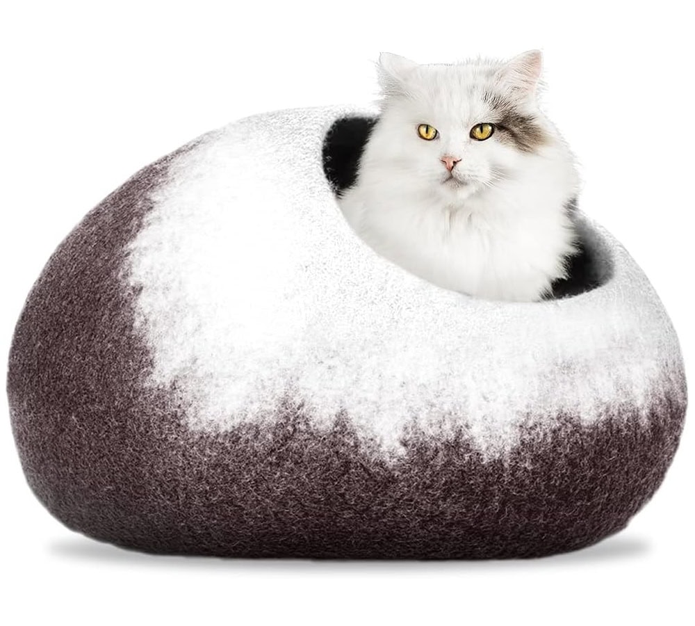 Handcrafted Felted Wool Cat Cave Bed