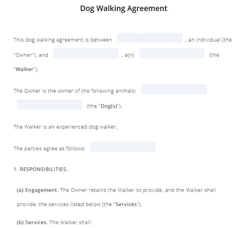 Dog Walking Agreement from LegalZoom