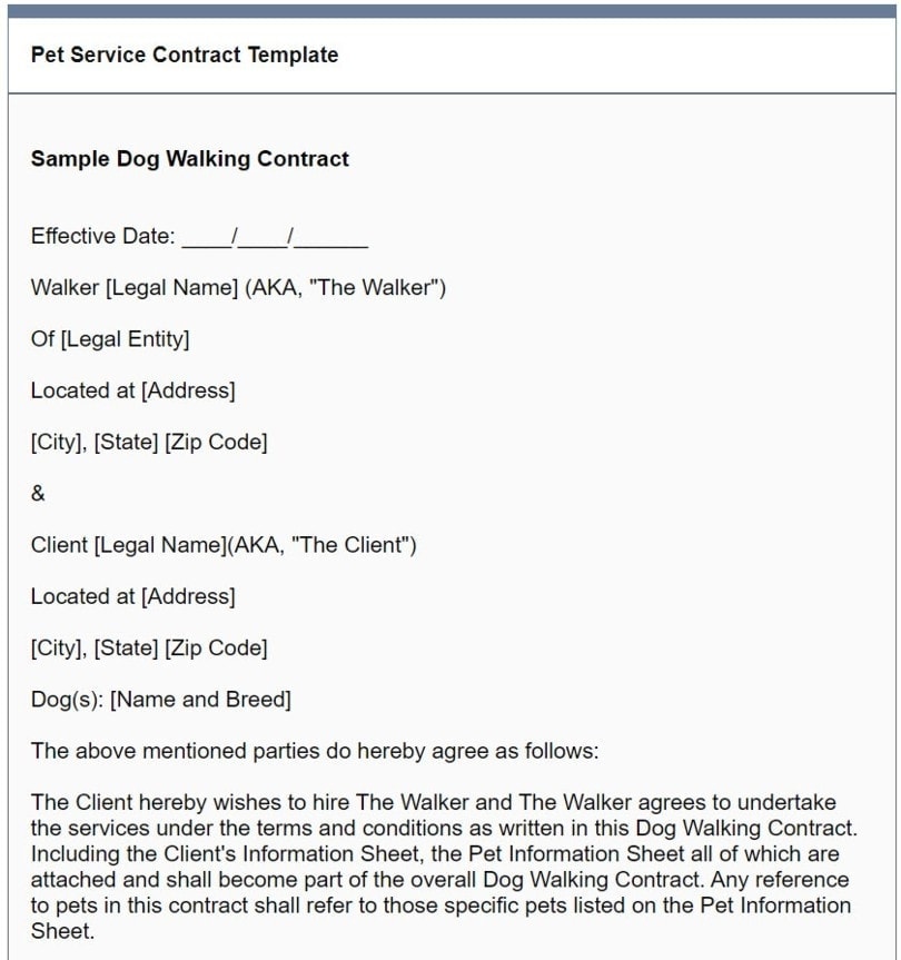 Dog Walking Contract Template from AtYourBusiness