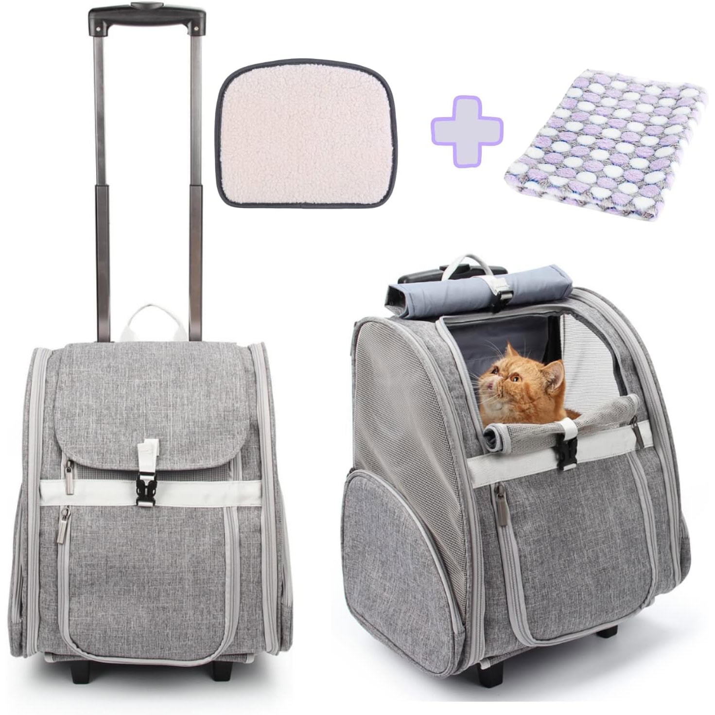 LOLLIMEOW Pet Rolling Carrier