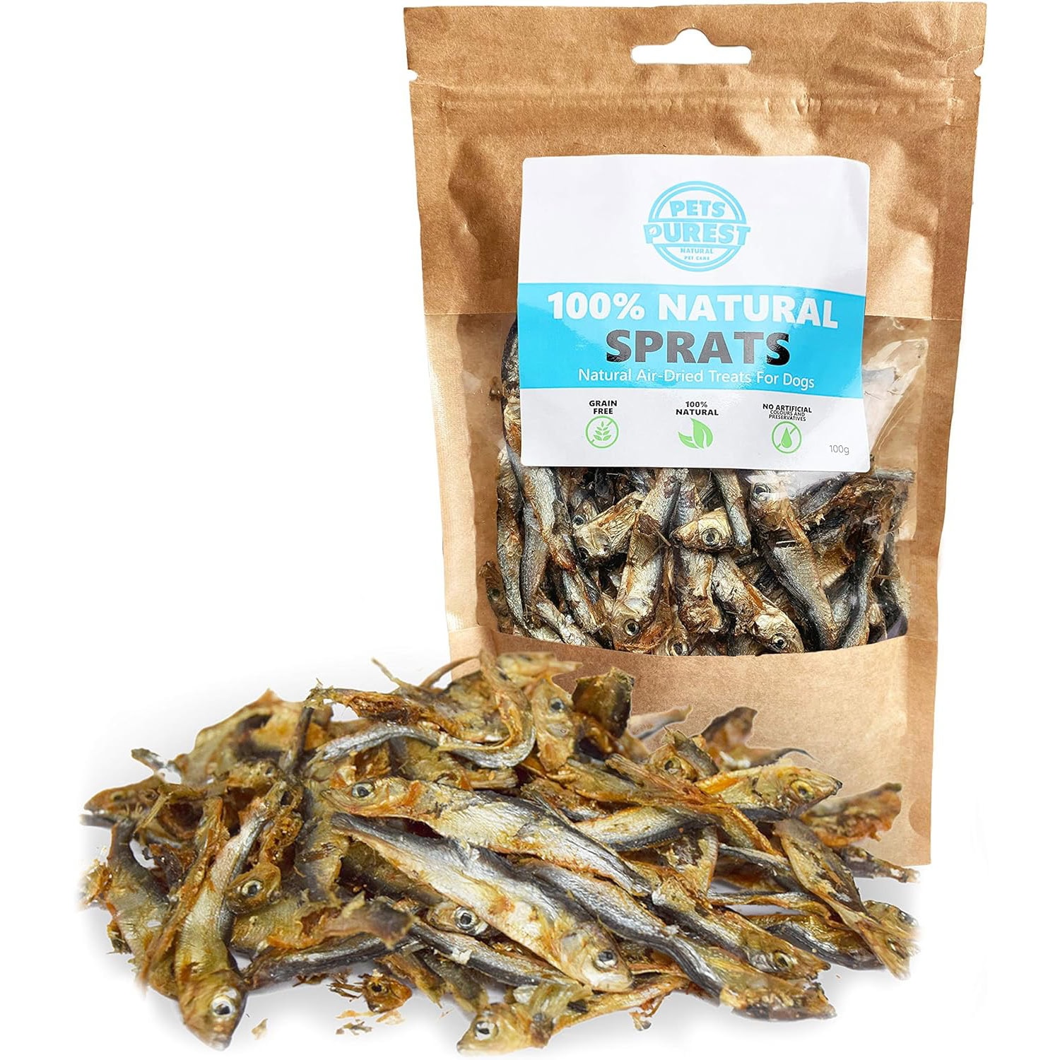 Pets Purest Natural Sprats Air Dried Raw Dog Food